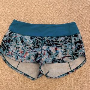 lululemon athletica Teal and Multicolor Printed Athletic Shorts
